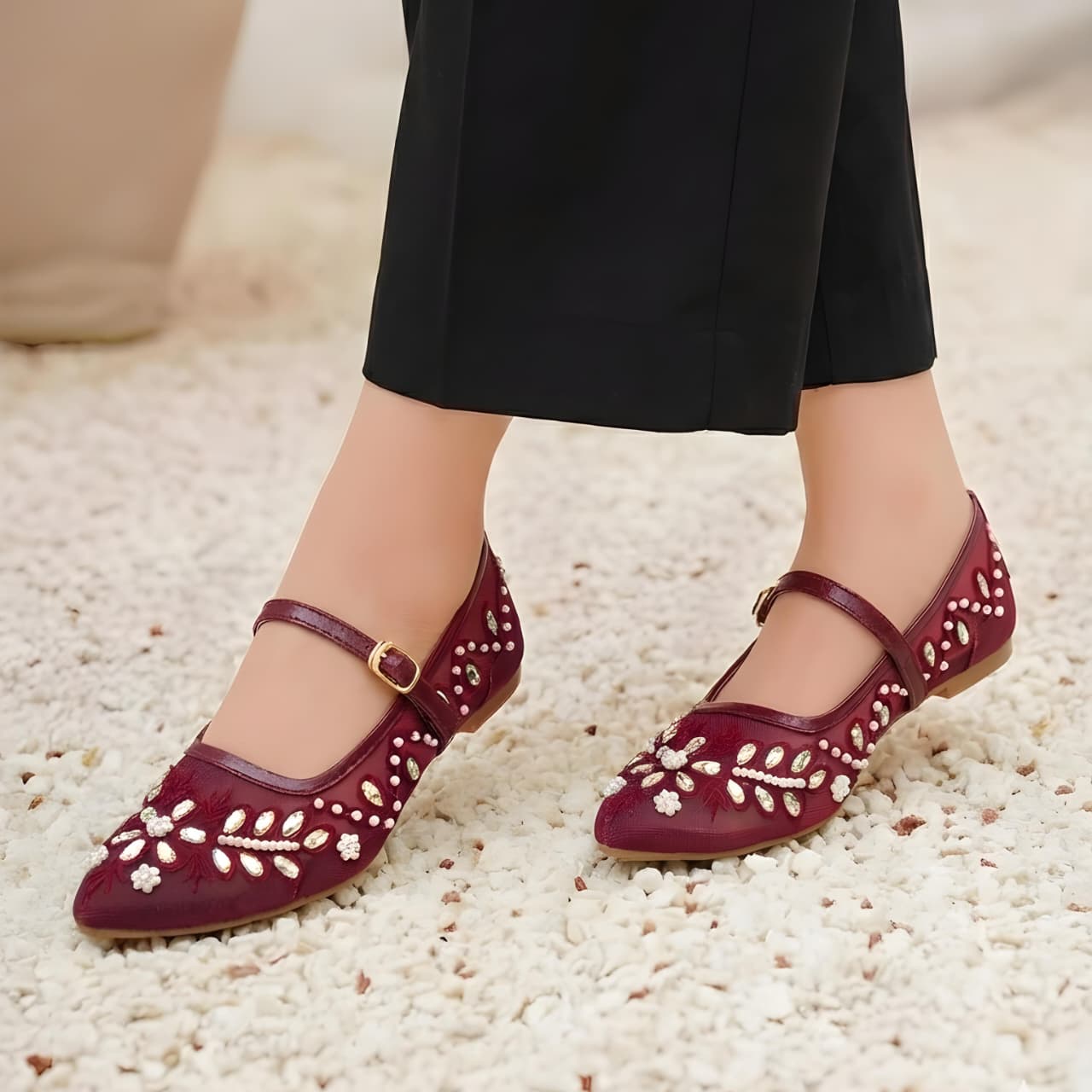 Embroidered Mary Jane Shoes