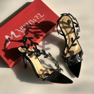 Insignia Crystal Leaf Slingback Heels